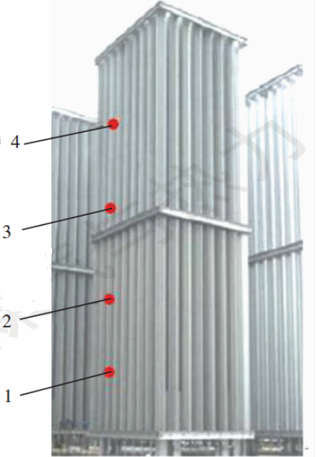 Fig.1 Layout of monitoring points of LNG air ambient vaporizer