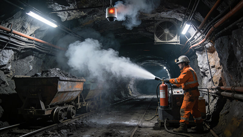 Mine fire protection with CO₂