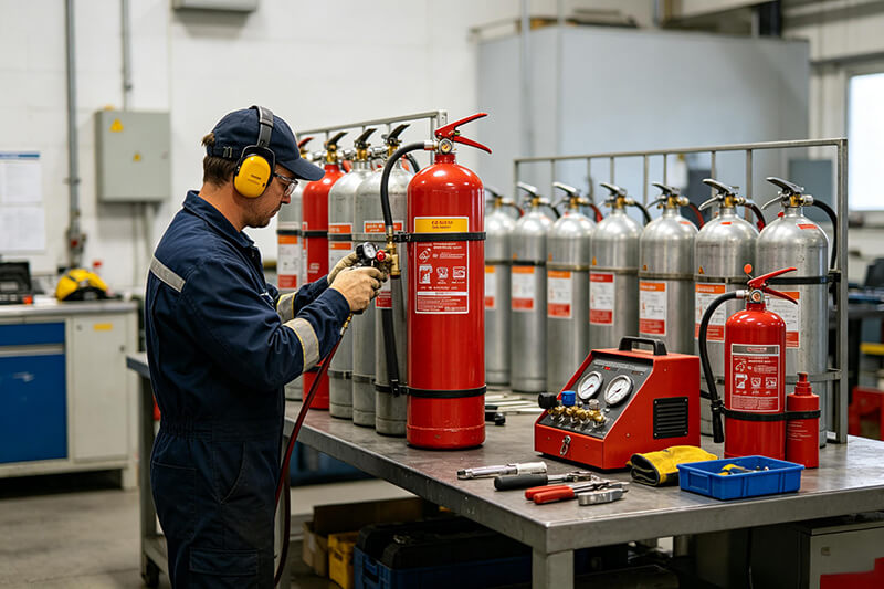 Fire extinguisher refilling